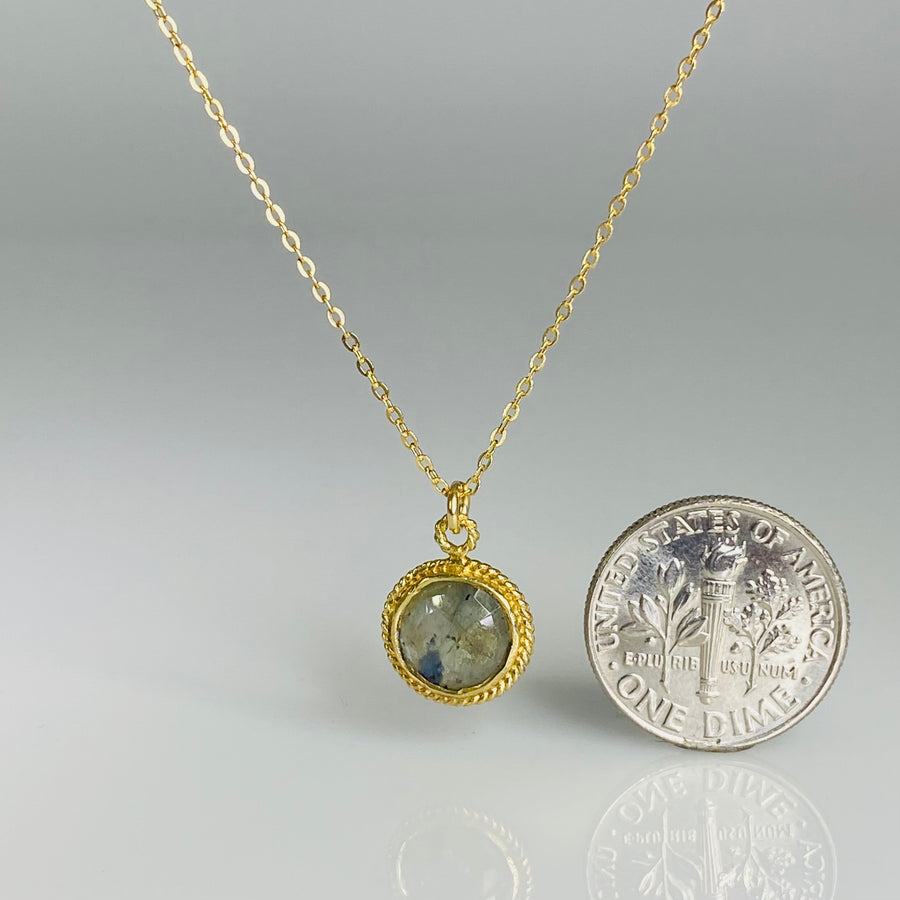 Labradorite Bezel Necklace 10mm