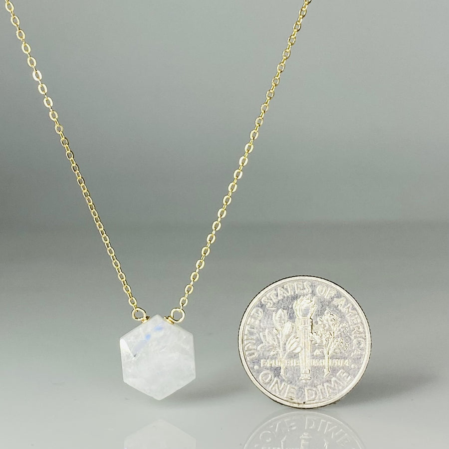Rainbow Moonstone Honeycomb Necklace