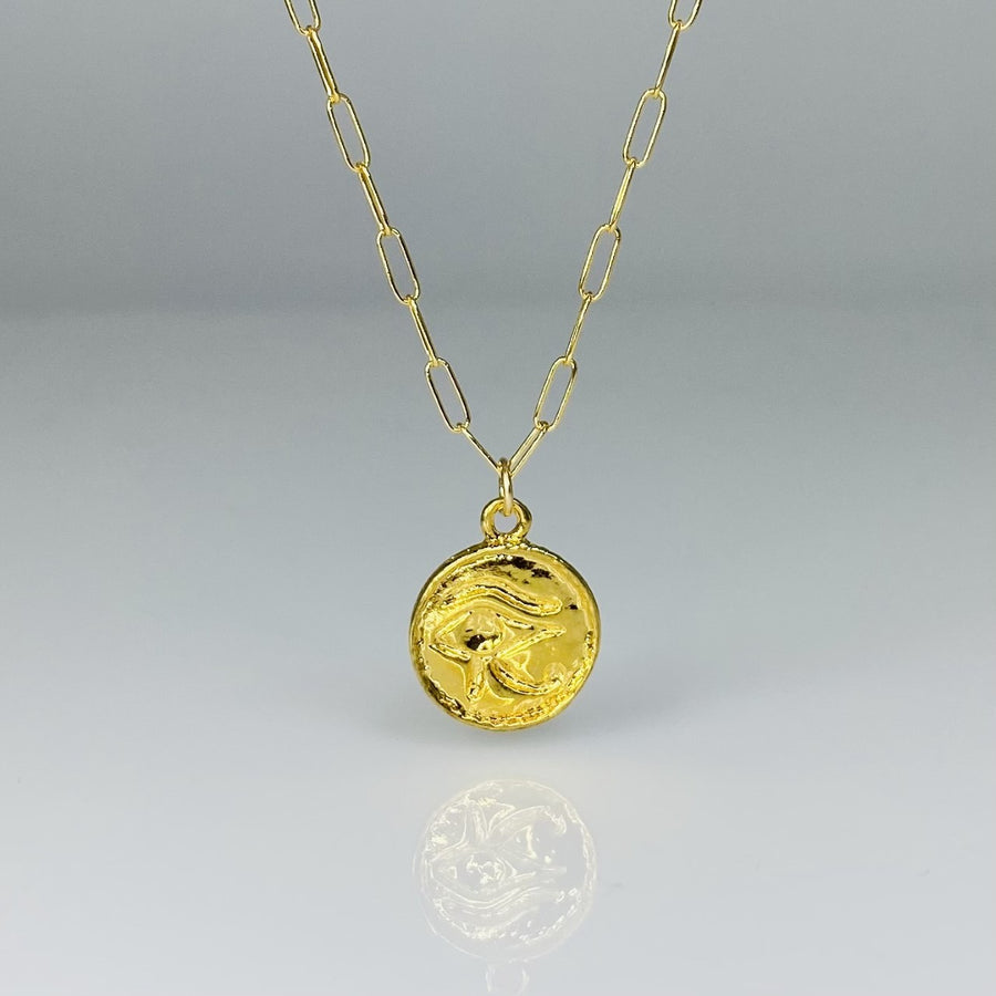 14K Yellow Gold Eye of Horus Necklace