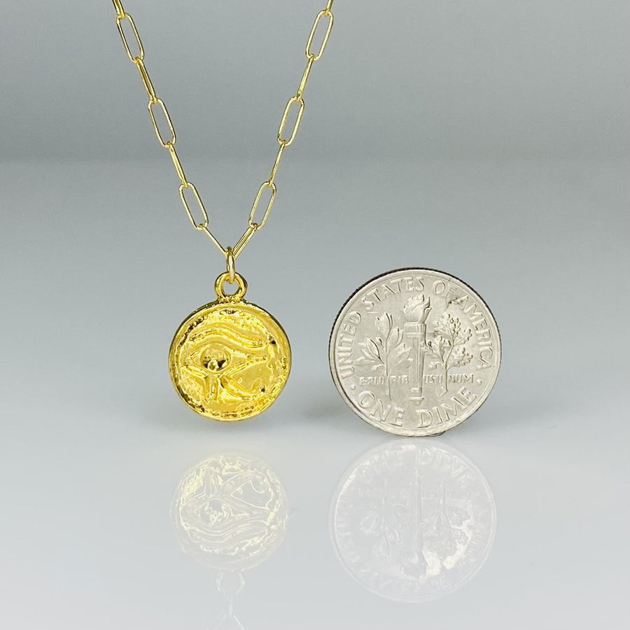 14K Yellow Gold Eye of Horus Necklace