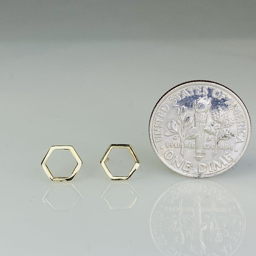 14K Yellow Gold Honeycomb Stud Earrings