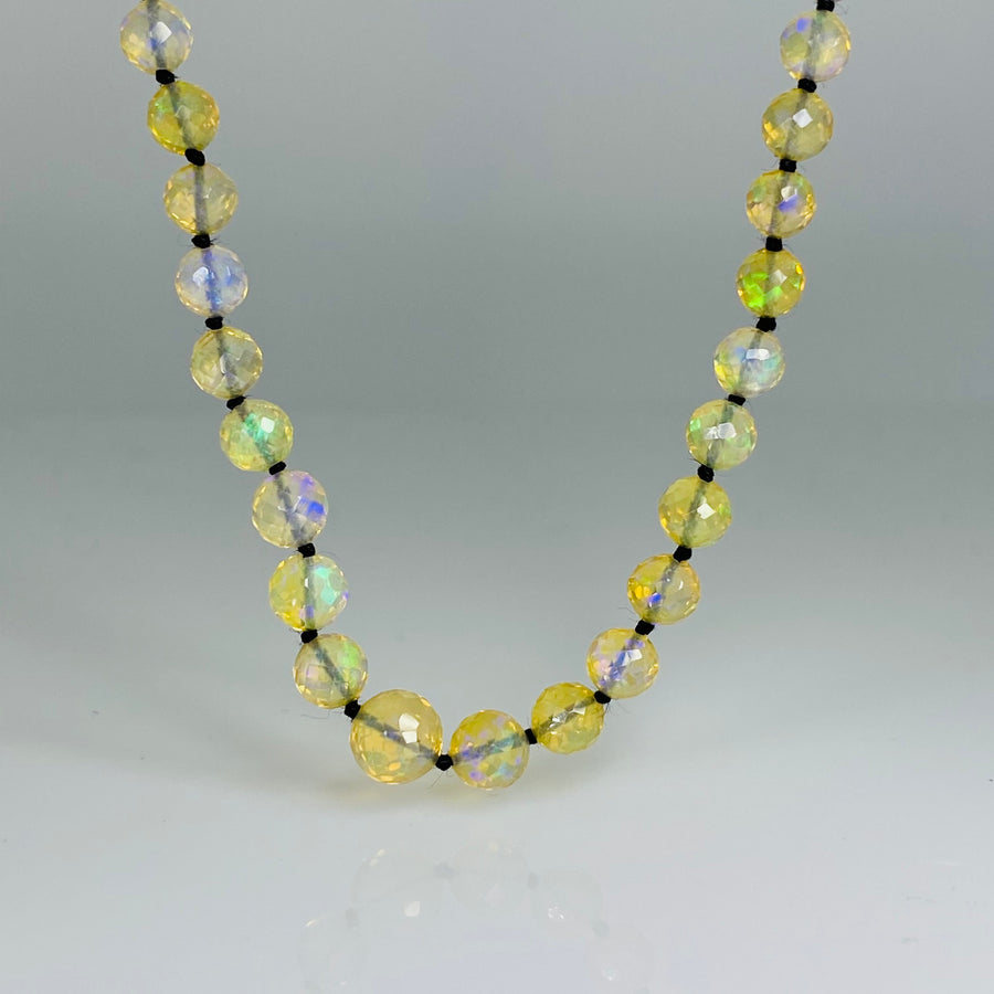 14K Yellow Gold Ethiopian Opal Graduated Necklace 20"