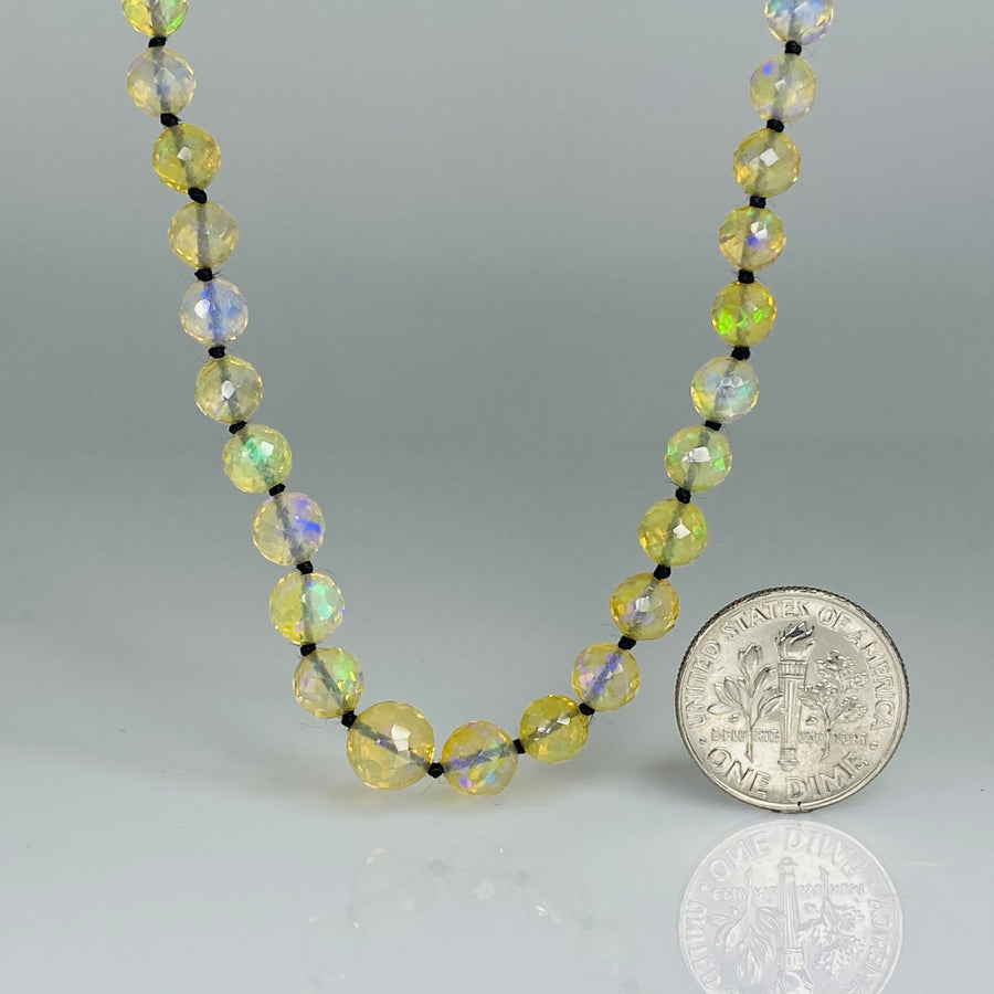 14K Yellow Gold Ethiopian Opal Graduated Necklace 20"