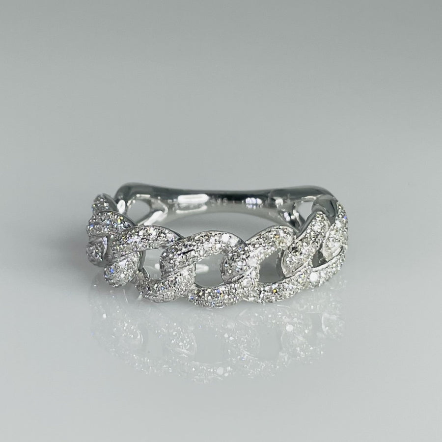 14K White Gold Diamond Chain Ring – KyleChanDesign