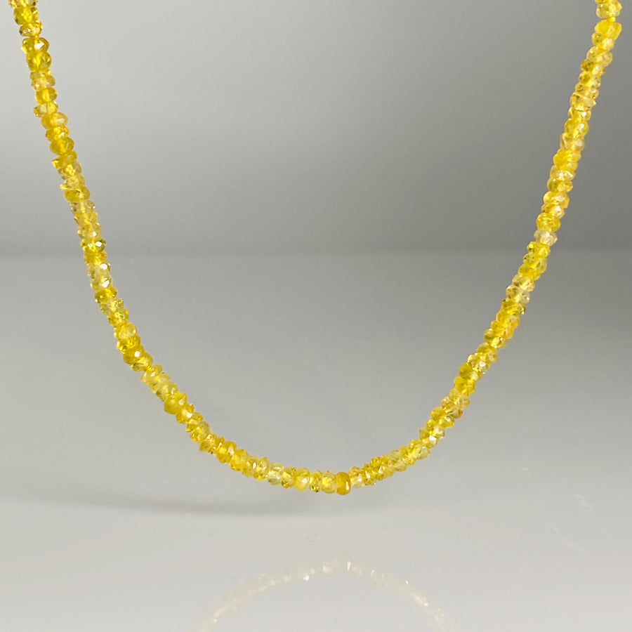 14K Yellow Gold Yellow Sapphire Beaded Necklace 3mm
