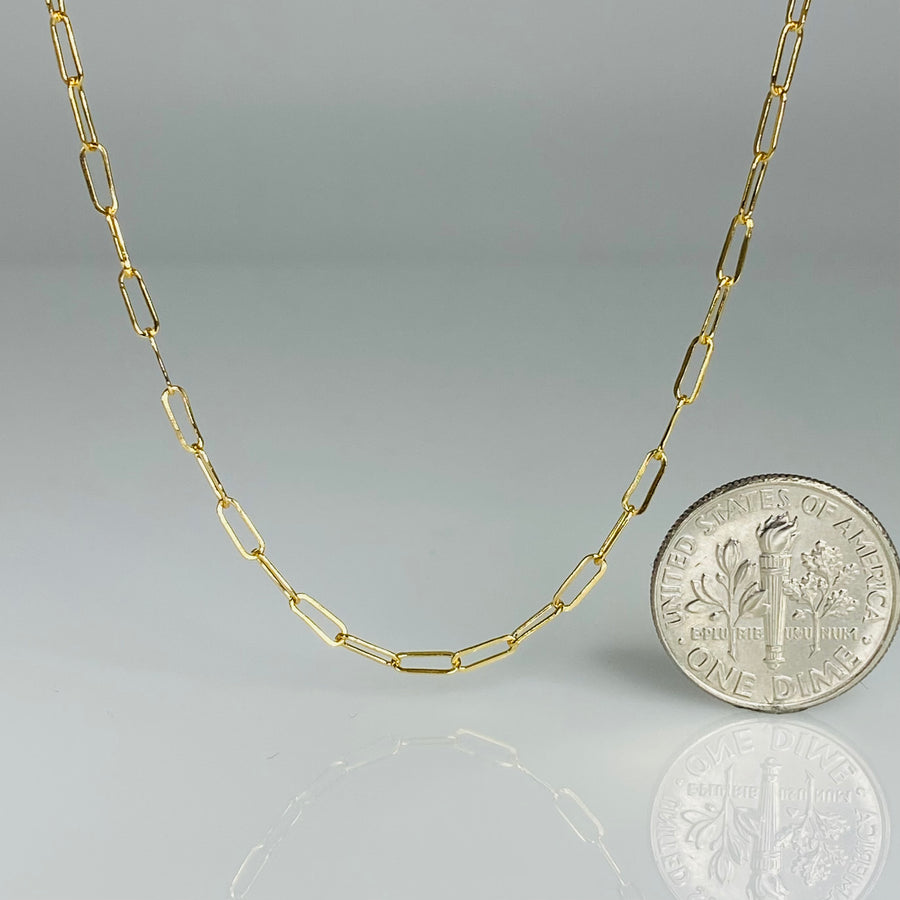 Gold Filled Paper Clip Chain Small Link Size 16-18