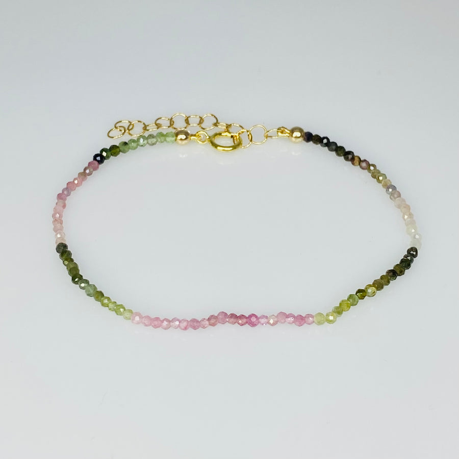 Watermelon Tourmaline Beaded Bracelet