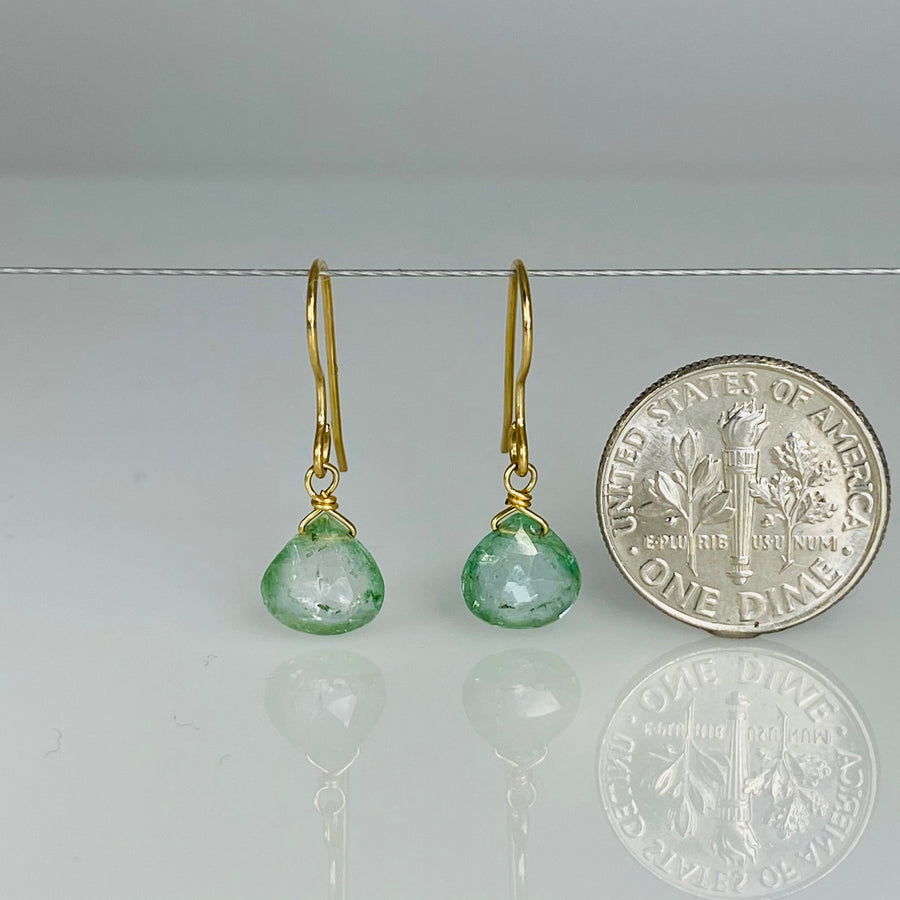 14K Yellow Gold Green Tourmaline Teardrop Earrings 6mm