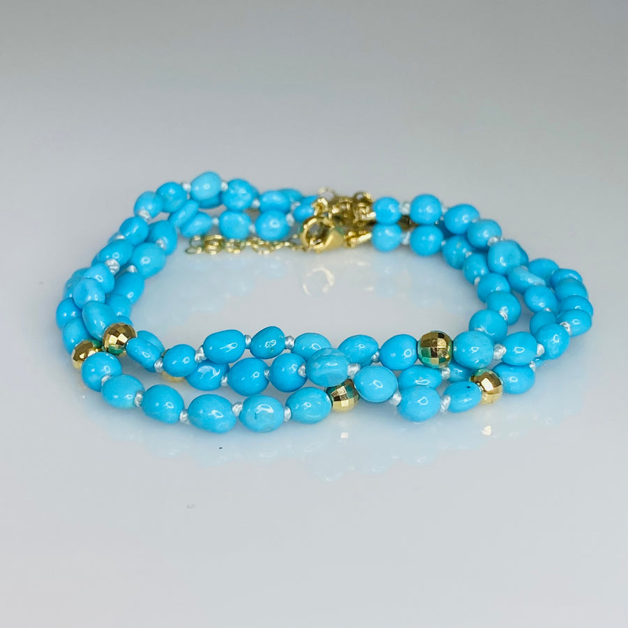 14K Yellow Gold Sleeping Beauty Turquoise Bracelet 4x5mm