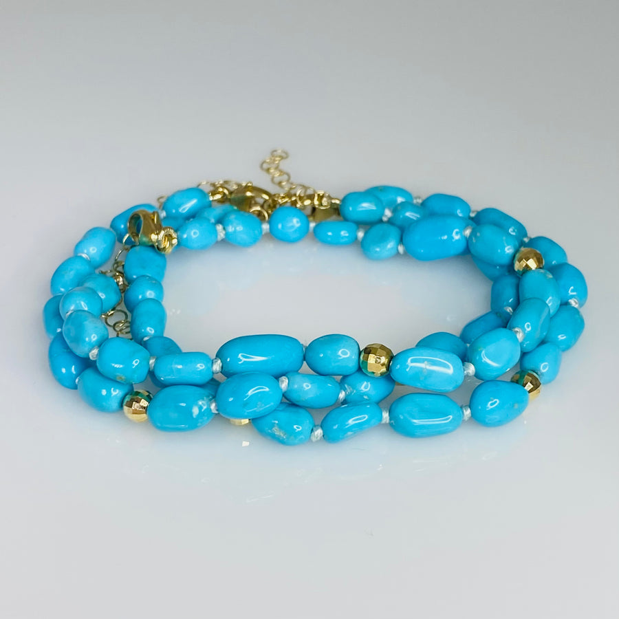 14K Yellow Gold Sleeping Beauty Turquoise Bracelet 5x8mm