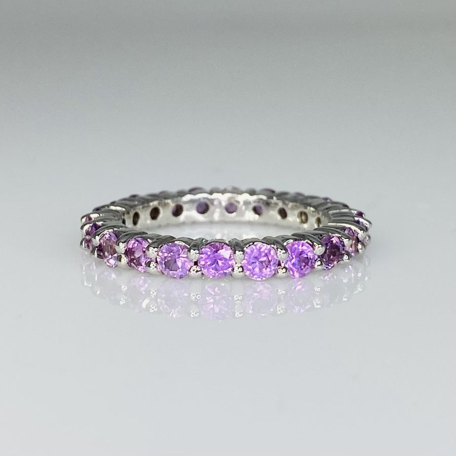 14K White Gold Pink & Purple Sapphire Ring 2.38ct