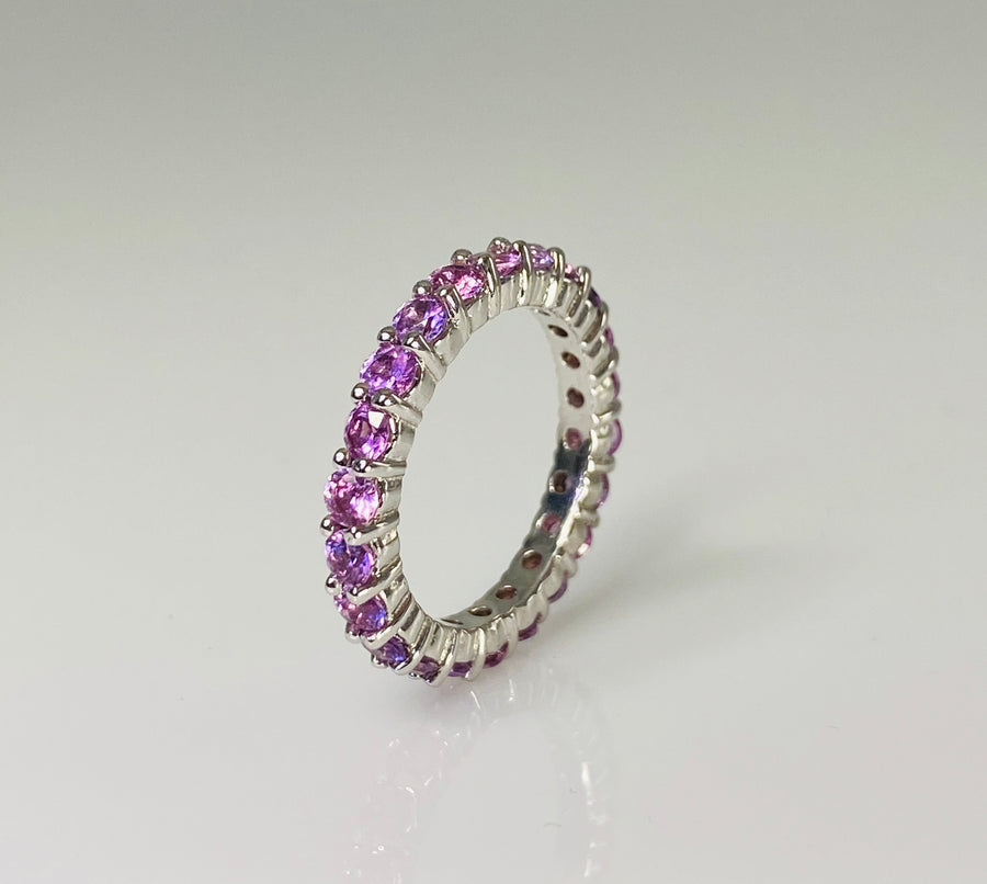 14K White Gold Pink & Purple Sapphire Ring 2.38ct