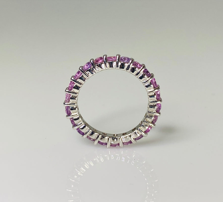 14K White Gold Pink & Purple Sapphire Ring 2.38ct