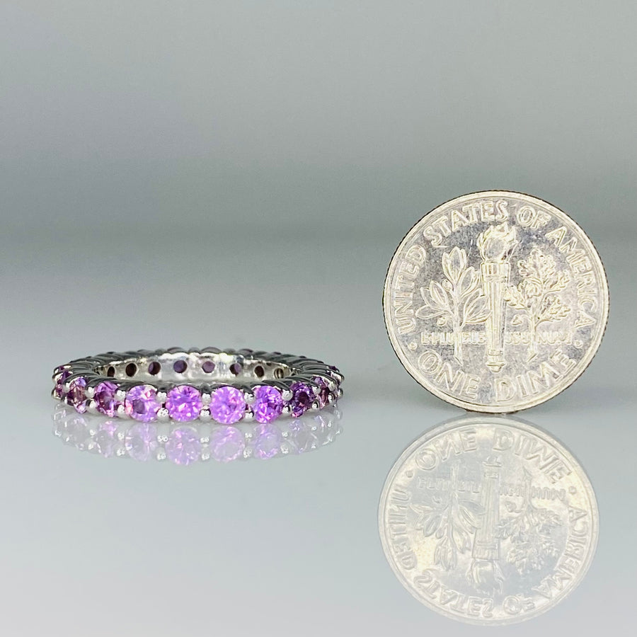 14K White Gold Pink & Purple Sapphire Ring 2.38ct