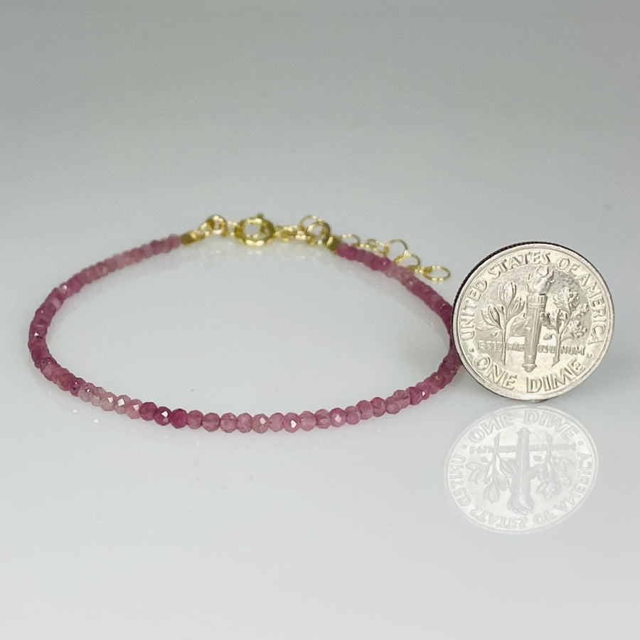 Pink Sapphire Beaded Bracelet