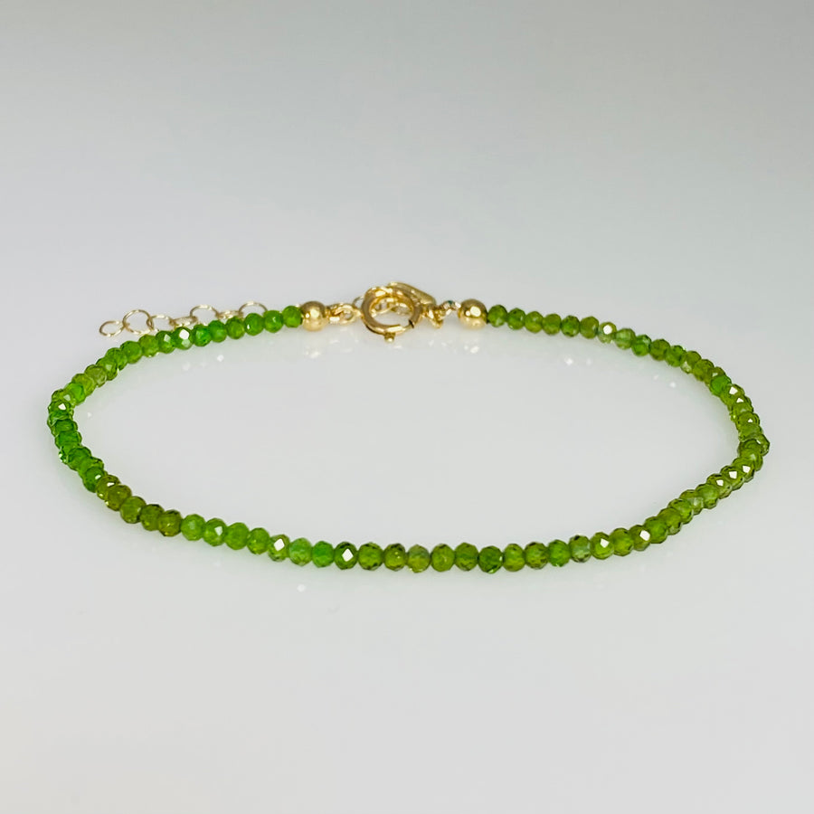 14K Yellow Gold Chrome Diopside Beaded Bracelet