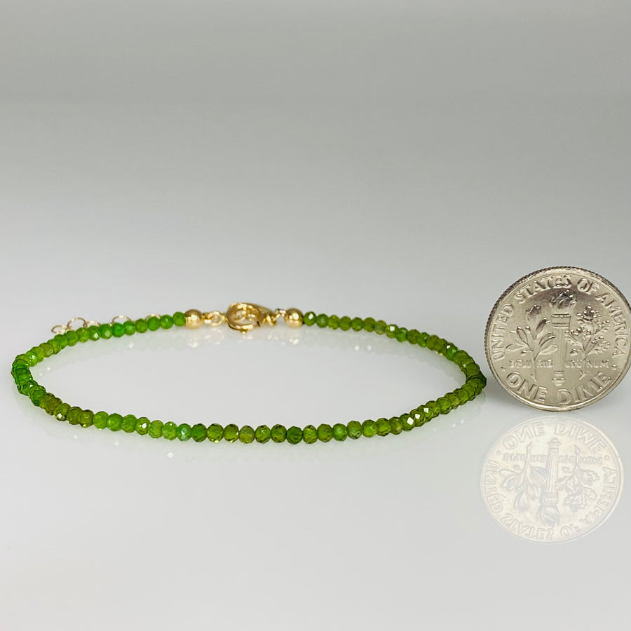 14K Yellow Gold Chrome Diopside Beaded Bracelet