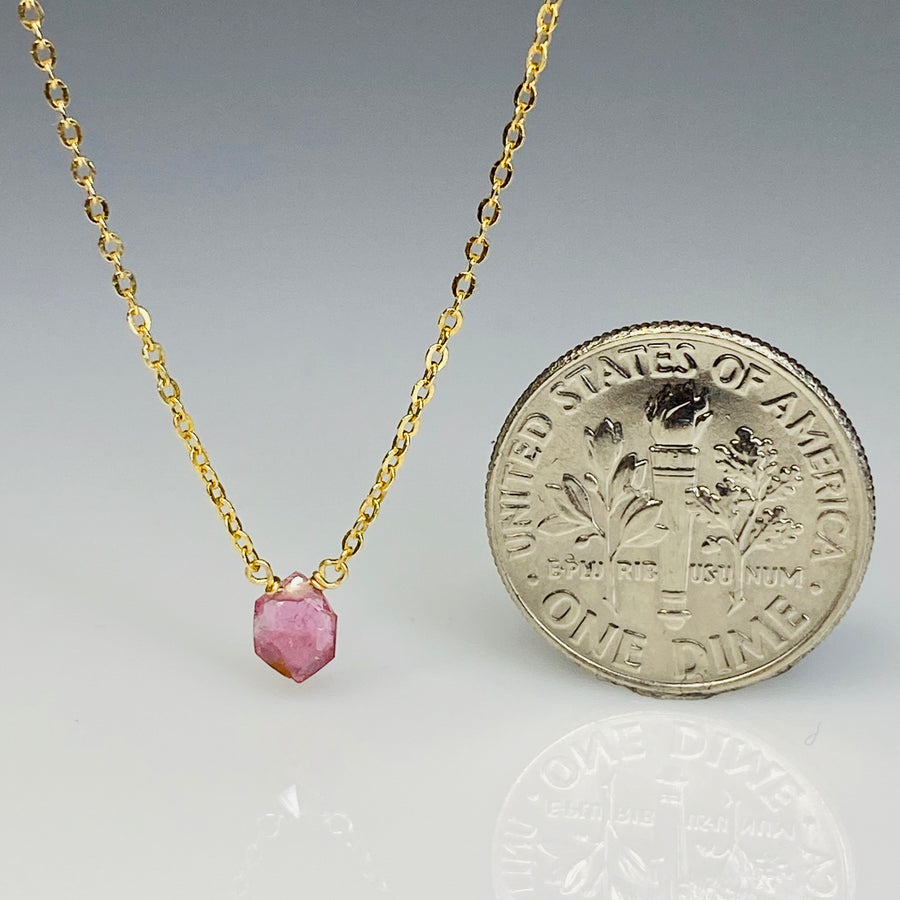 Geometric Shape Pink Tourmaline Necklace