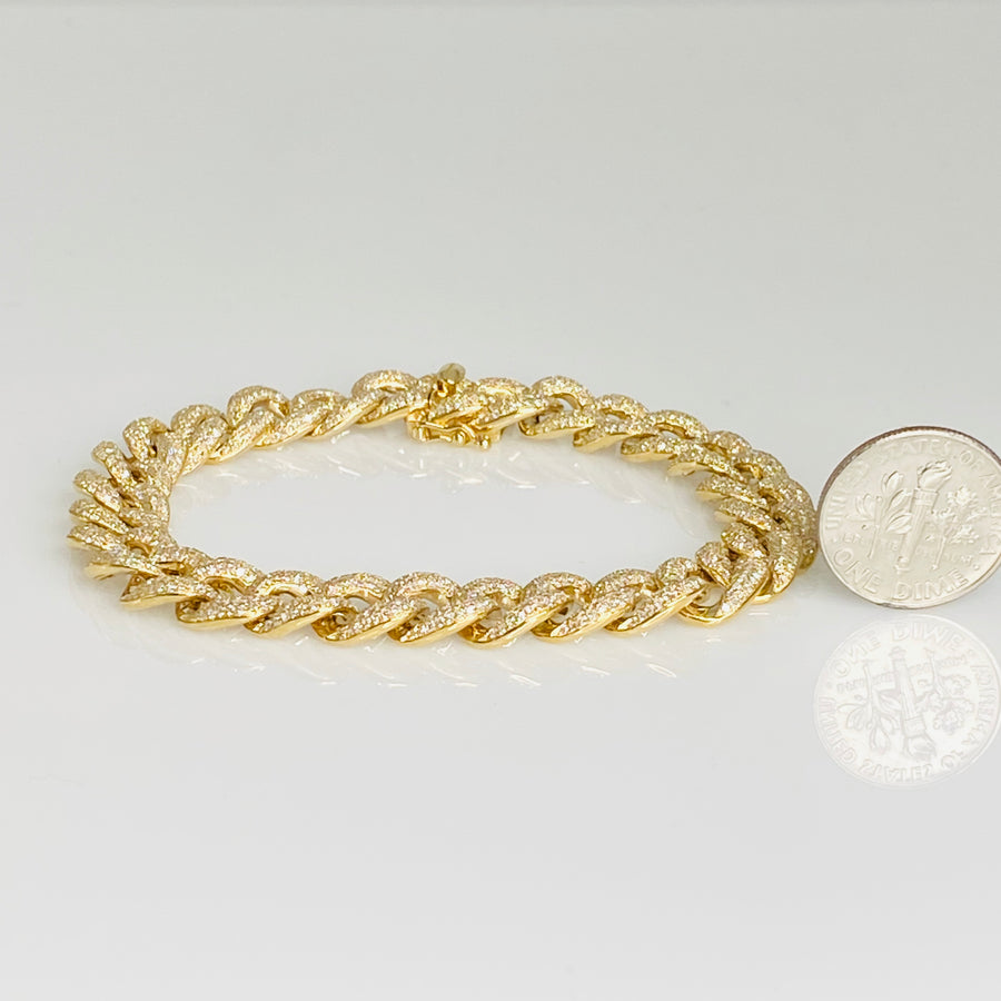 14K Yellow Gold Diamond Cuban Chain Bracelet 3.36ct