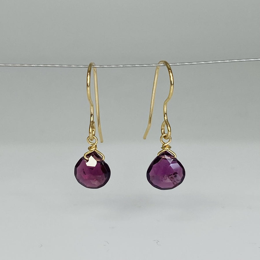 Rhodolite Garnet Drop Earrings 6.5mm