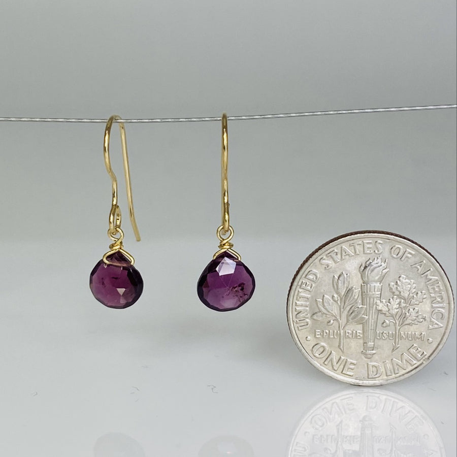 Rhodolite Garnet Drop Earrings 6.5mm