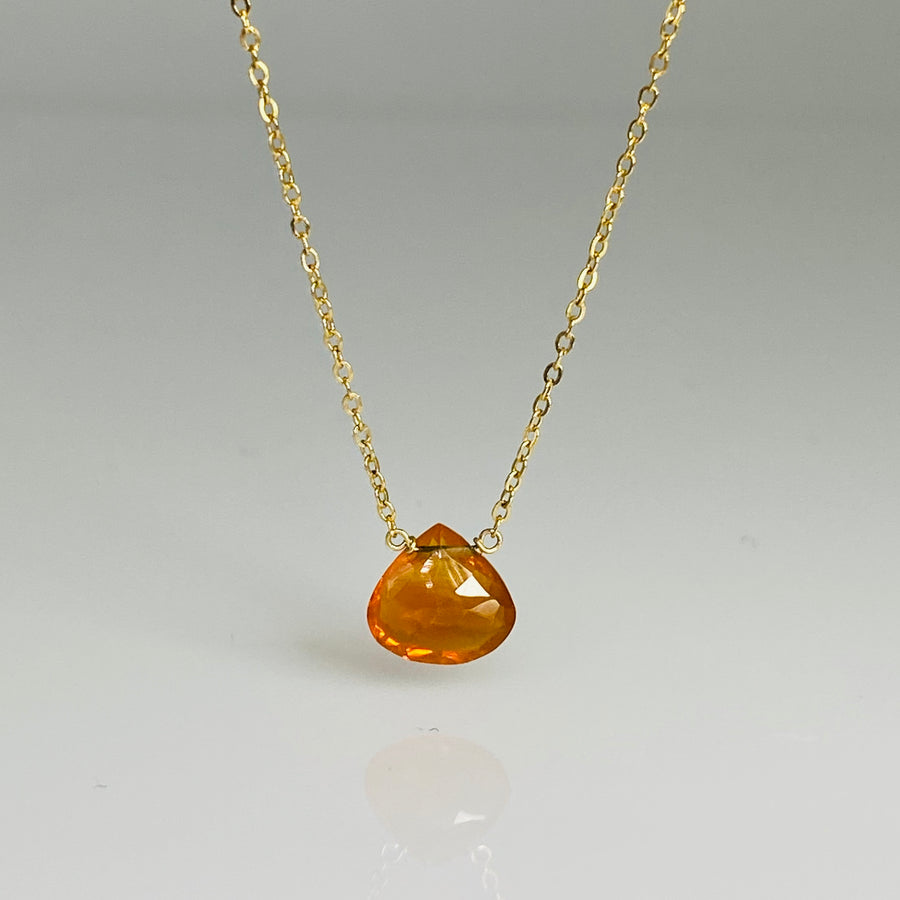 14K Yellow Gold Mexican Fire Opal Necklace 8mm