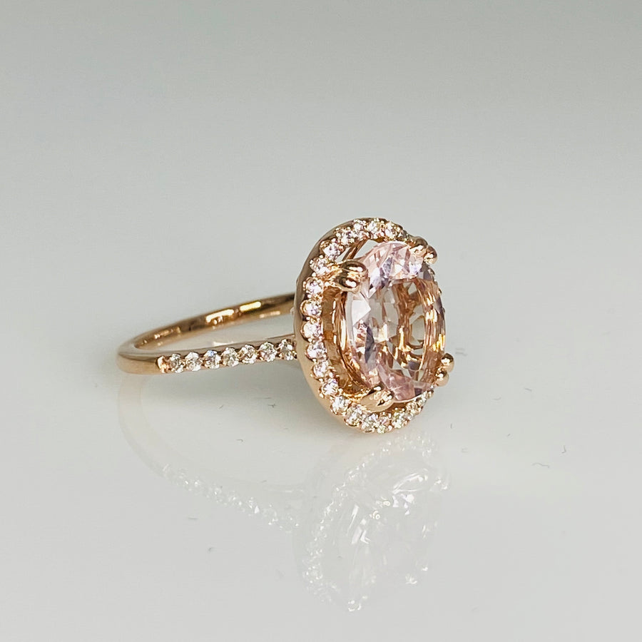 14K Rose Gold Morganite Diamond Ring 2.35/0.28ct