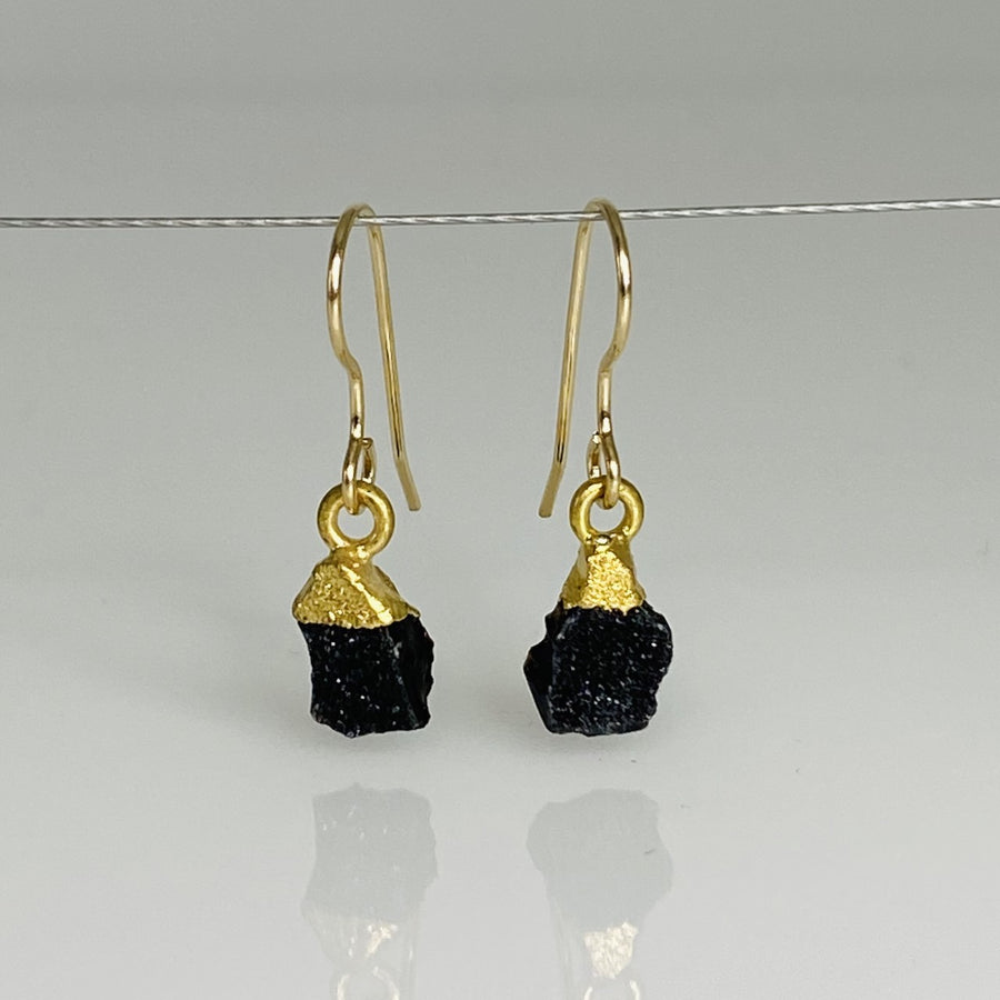 Black Druzy Drop Earrings 5x7mm