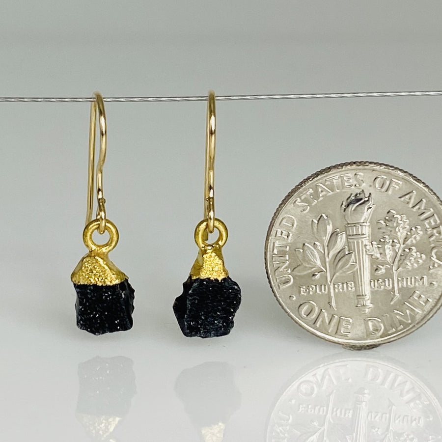 Black Druzy Drop Earrings 5x7mm