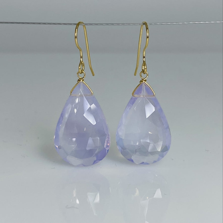 Pear Shape Lavender Quartz Earrings 15x23mm