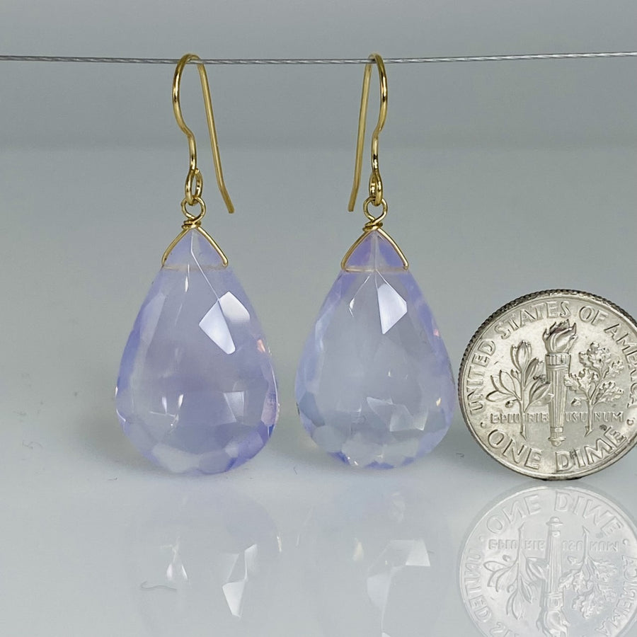 Pear Shape Lavender Quartz Earrings 15x23mm