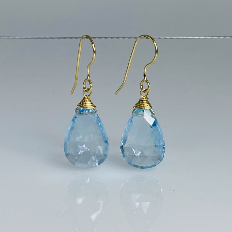 Blue Topaz Teardrop Earrings 10x15mm