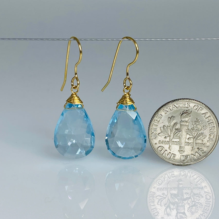Blue Topaz Teardrop Earrings 10x15mm
