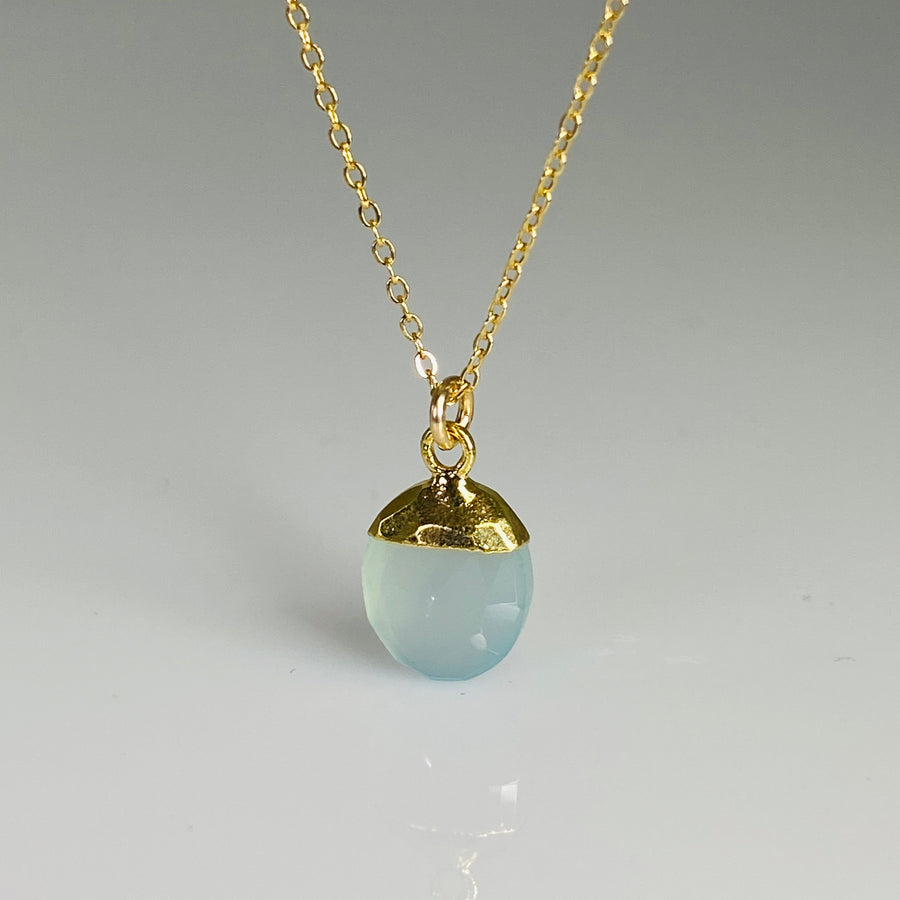 Chalcedony Drop Necklace 9x10mm