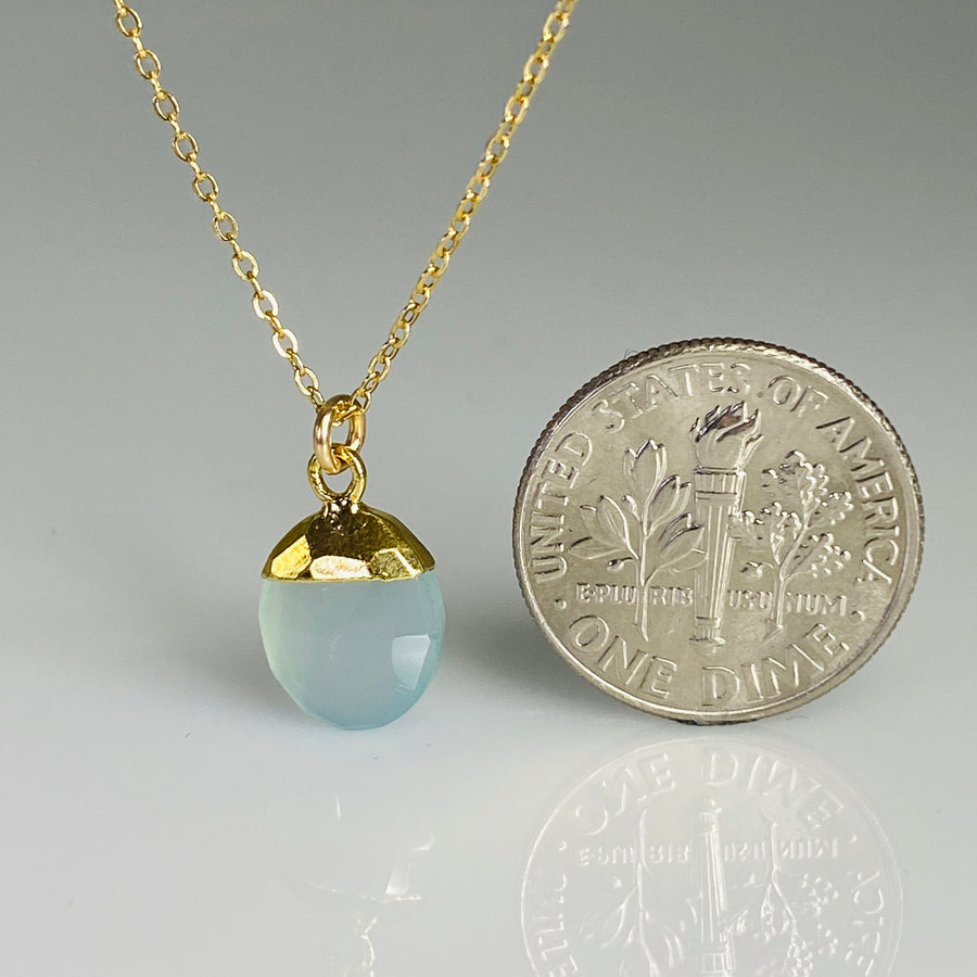 Chalcedony Drop Necklace 9x10mm