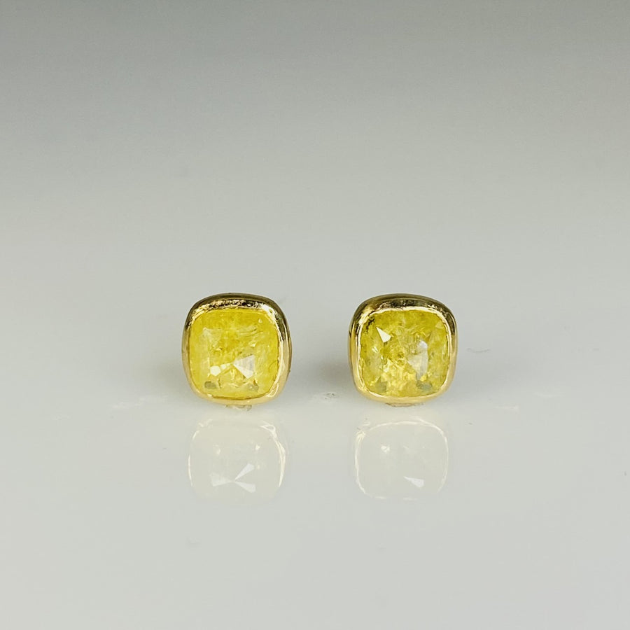 14K Yellow Gold Yellow Diamond Stud Earrings 2.0ct