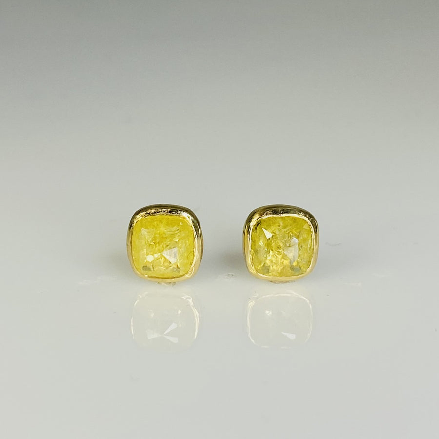 14K Yellow Gold Yellow Diamond Stud Earrings 2.0ct