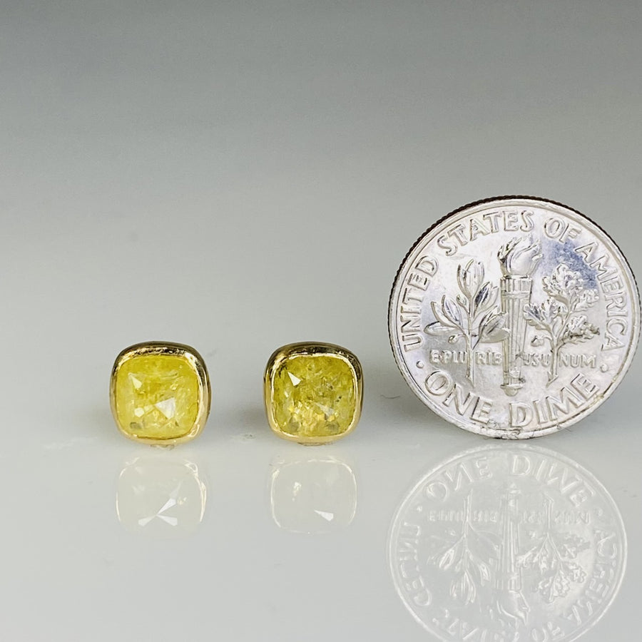 14K Yellow Gold Yellow Diamond Stud Earrings 2.0ct