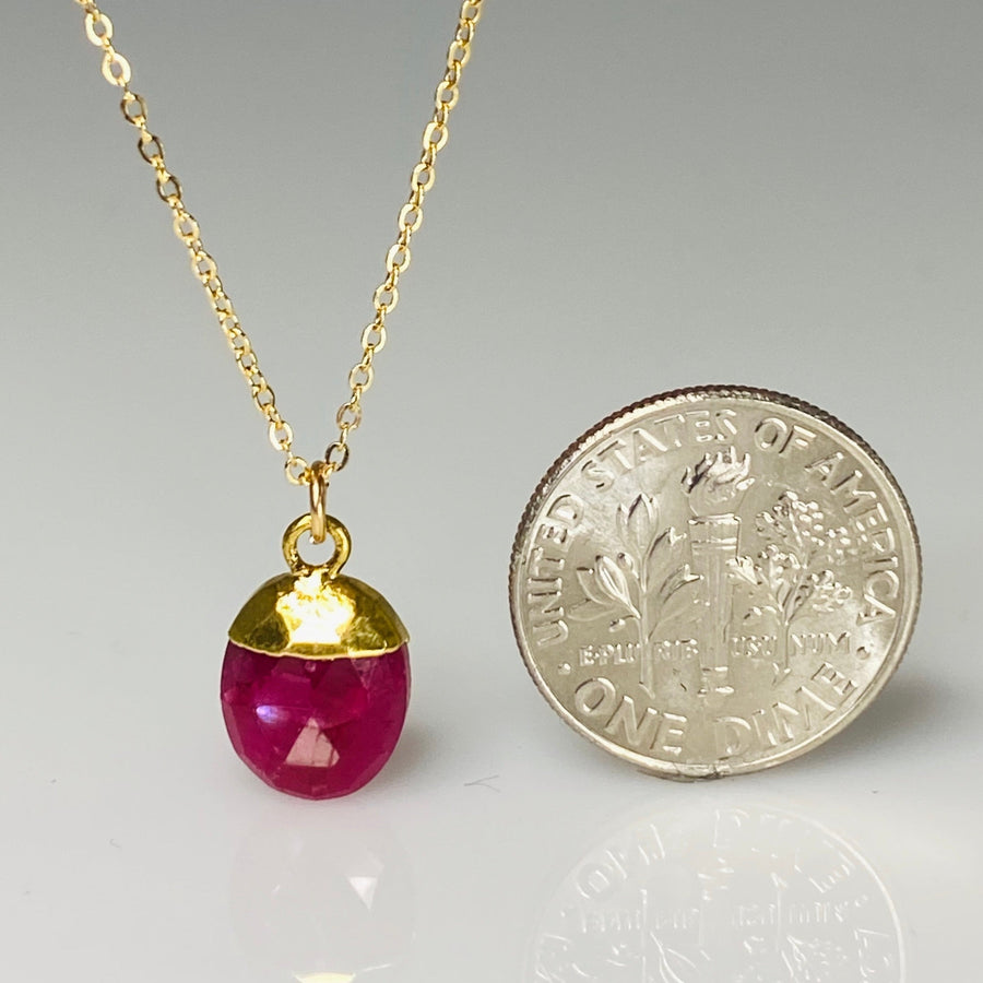 Faceted Oval Ruby Necklace 8x10mm