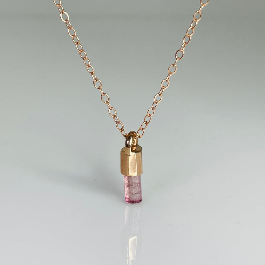 14K Rose Gold Pink Tourmaline Necklace
