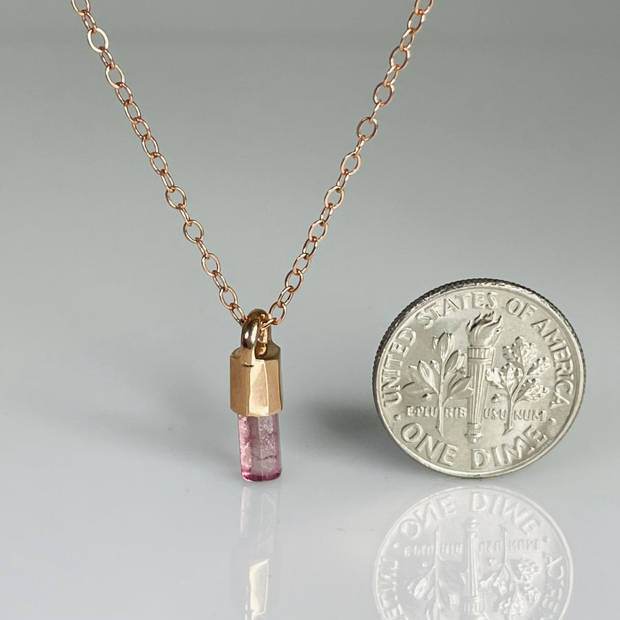 14K Rose Gold Pink Tourmaline Necklace
