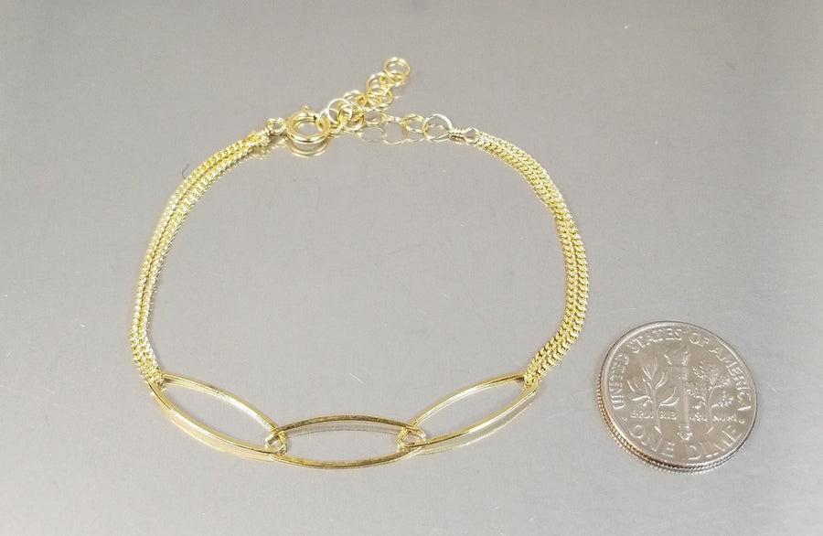 Gold Filled Three Link Bracelet
