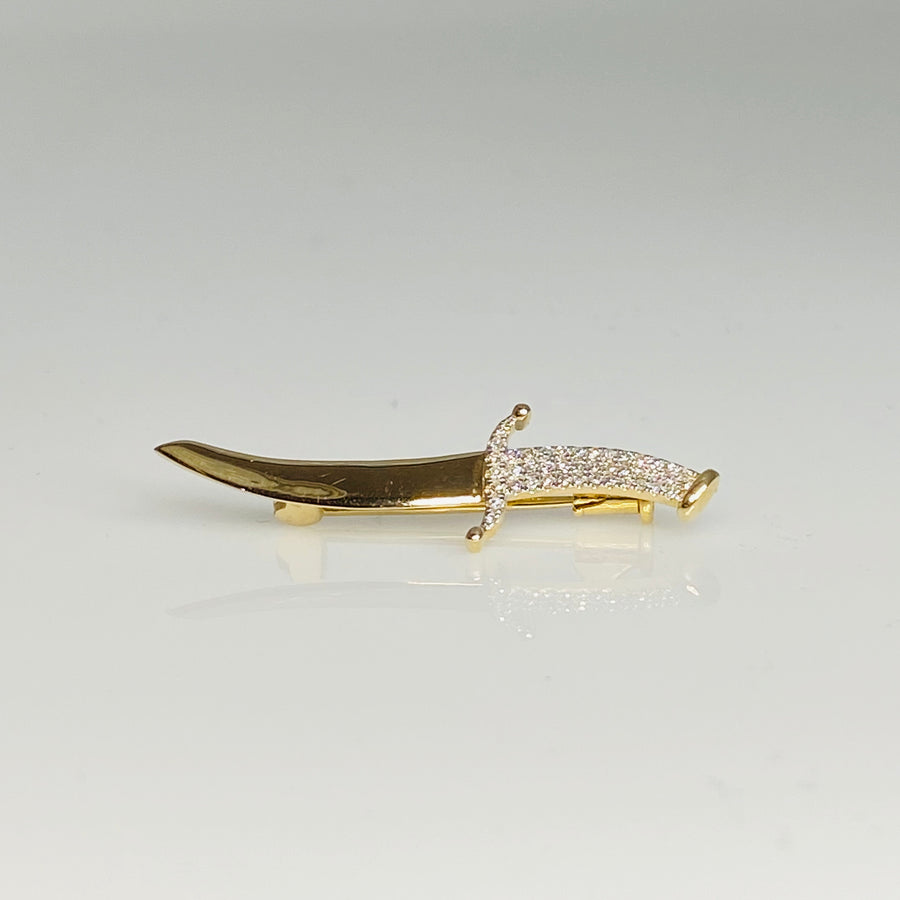 14K Yellow Gold Diamond Dagger Pin 0.12ct