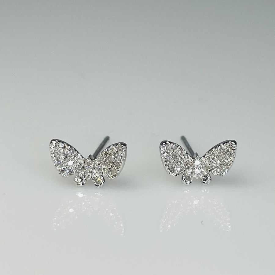 14K White Gold Diamond Butterfly Earrings 0.15ct