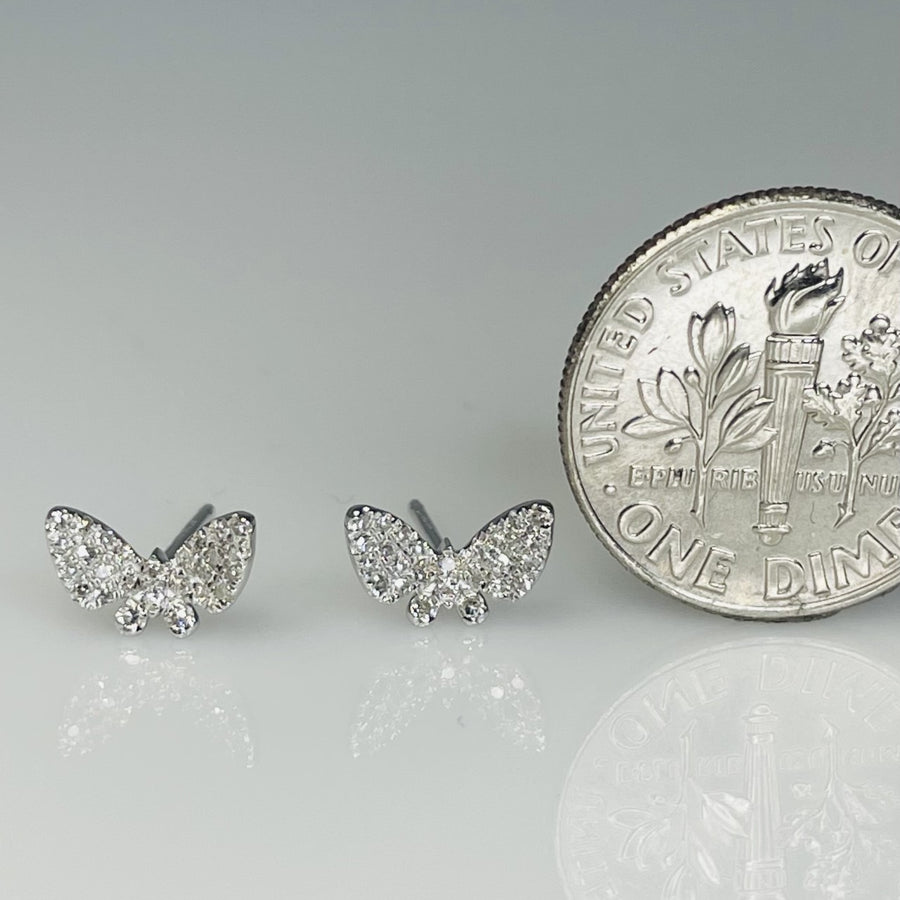 14K White Gold Diamond Butterfly Earrings 0.15ct