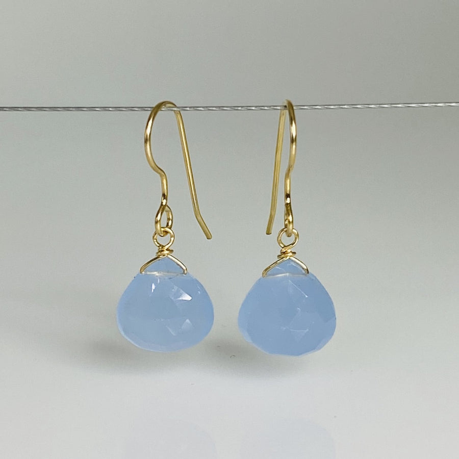 Blue Chalcedony Drop Earrings 10mm