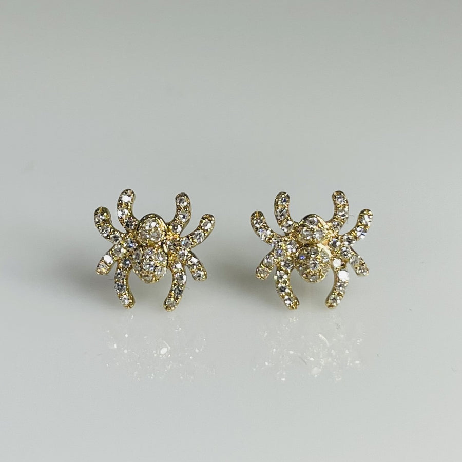 14K Yellow Gold Diamond Spider Earrings 0.25ct