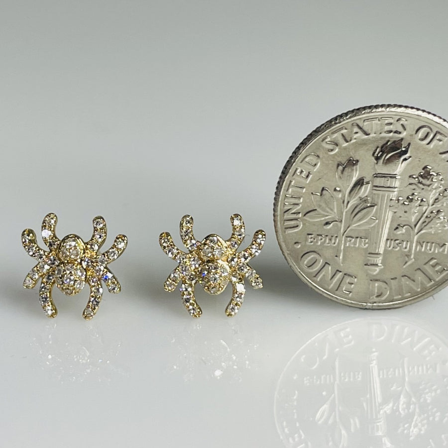 14K Yellow Gold Diamond Spider Earrings 0.25ct