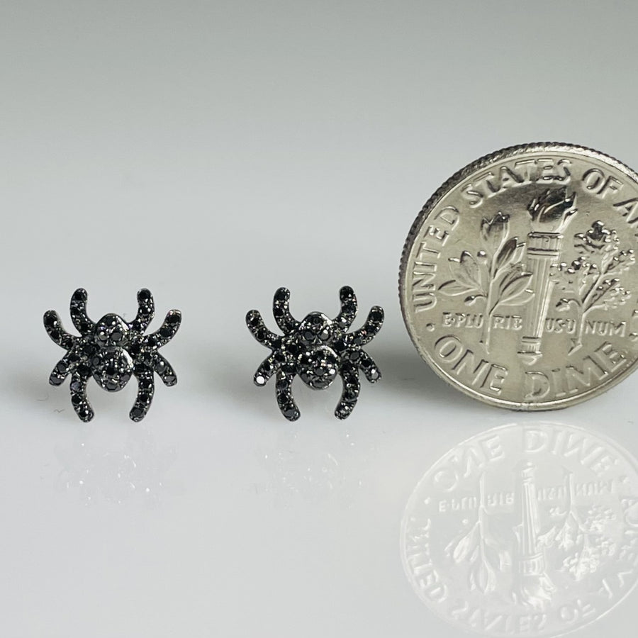 14K White Gold Black Diamond Spider Earrings 0.25ct