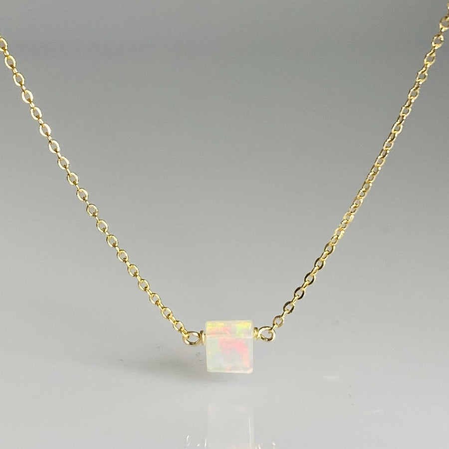 Square Cut Ethiopian Opal Necklace